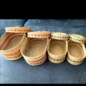 Native American Sweet grass nesting baskets (4)